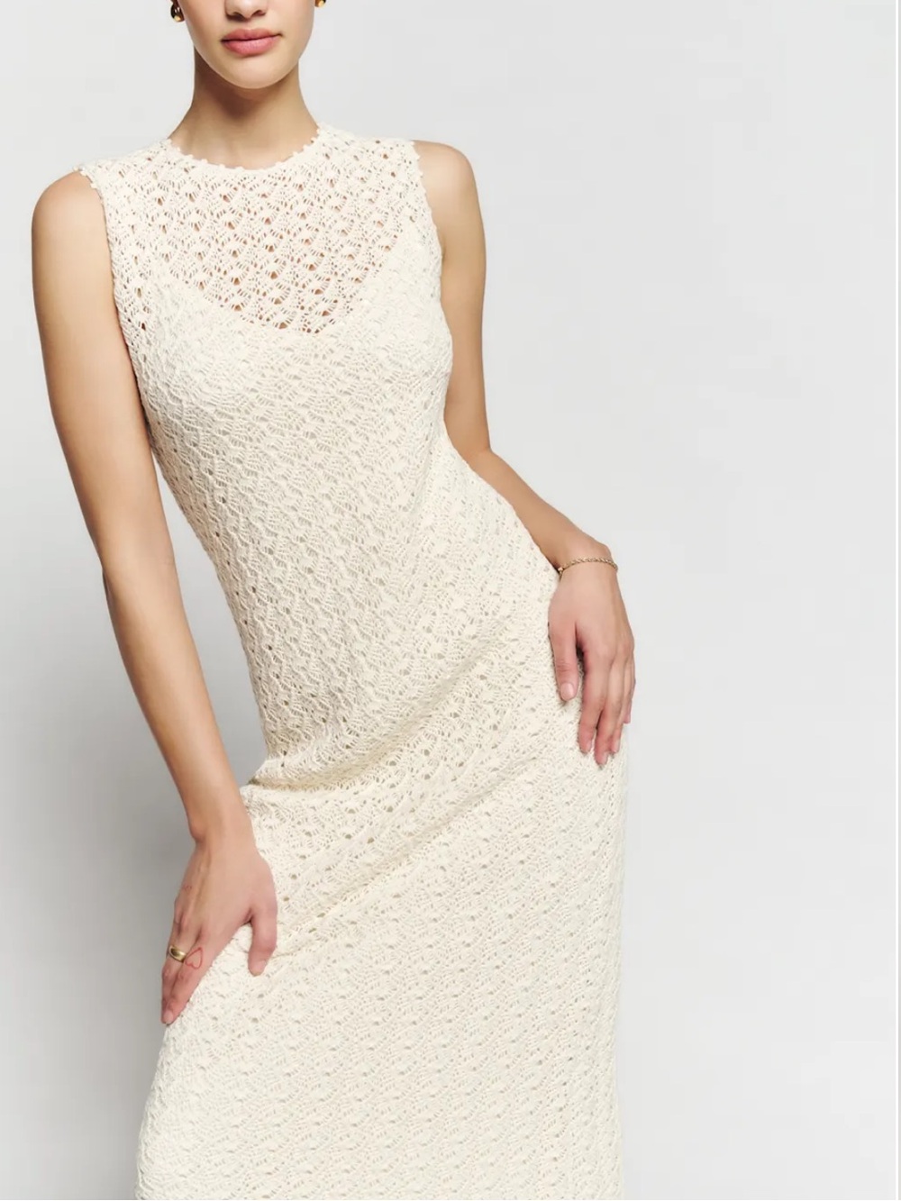 Reformation Park Novelty Open Knit Dress
